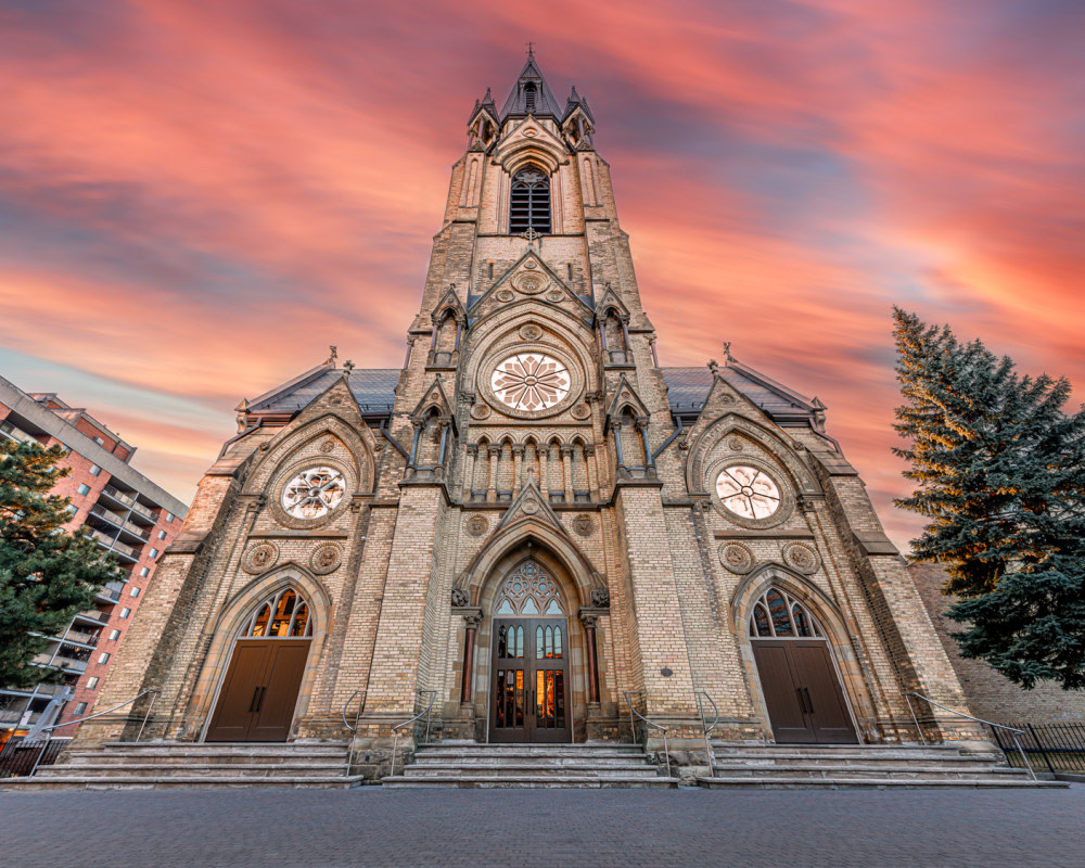 Detailed brick church.