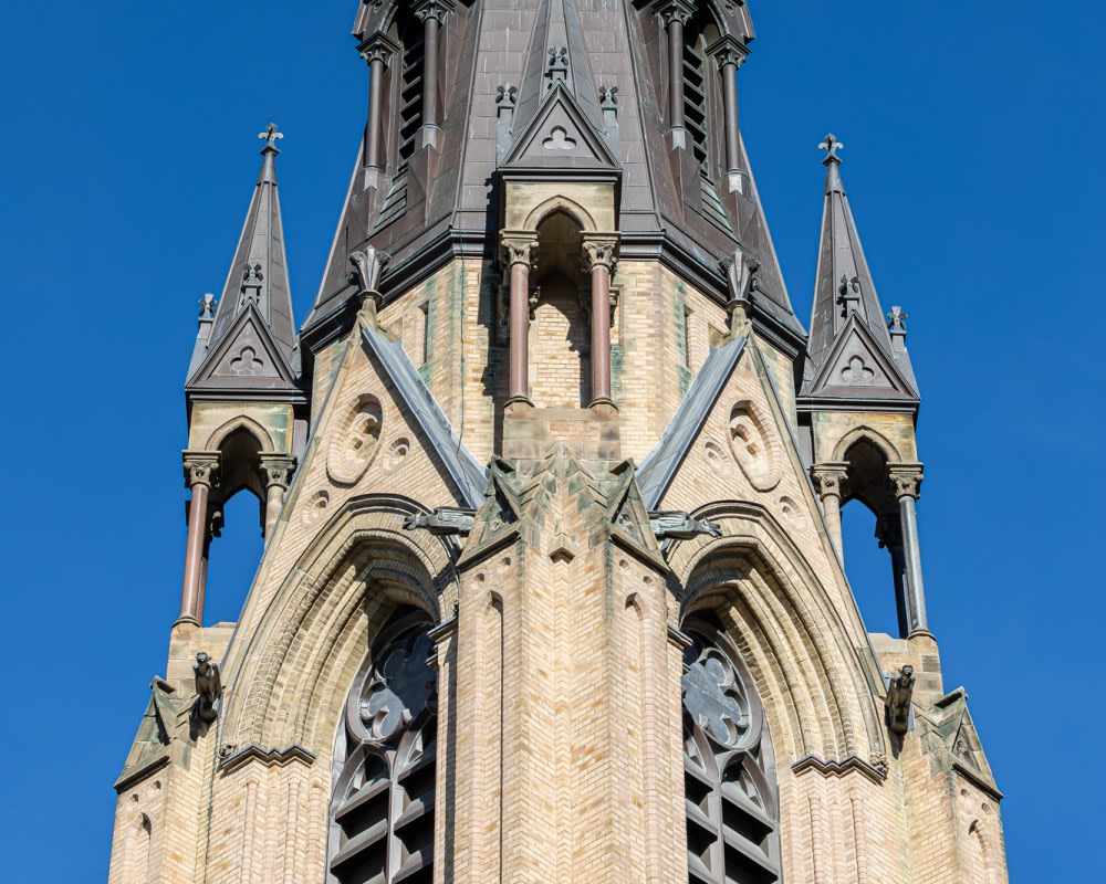 Brick details of church exterior.