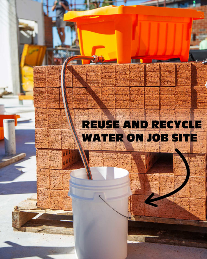 slurrytub draining into bucket with text 'reuse & recycle water'