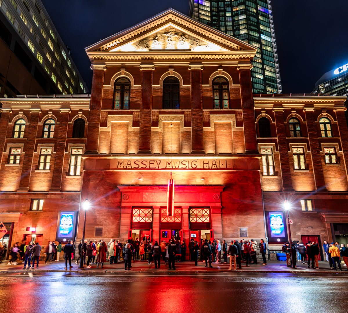 Massey Hall in Toronto, light up in the evening.