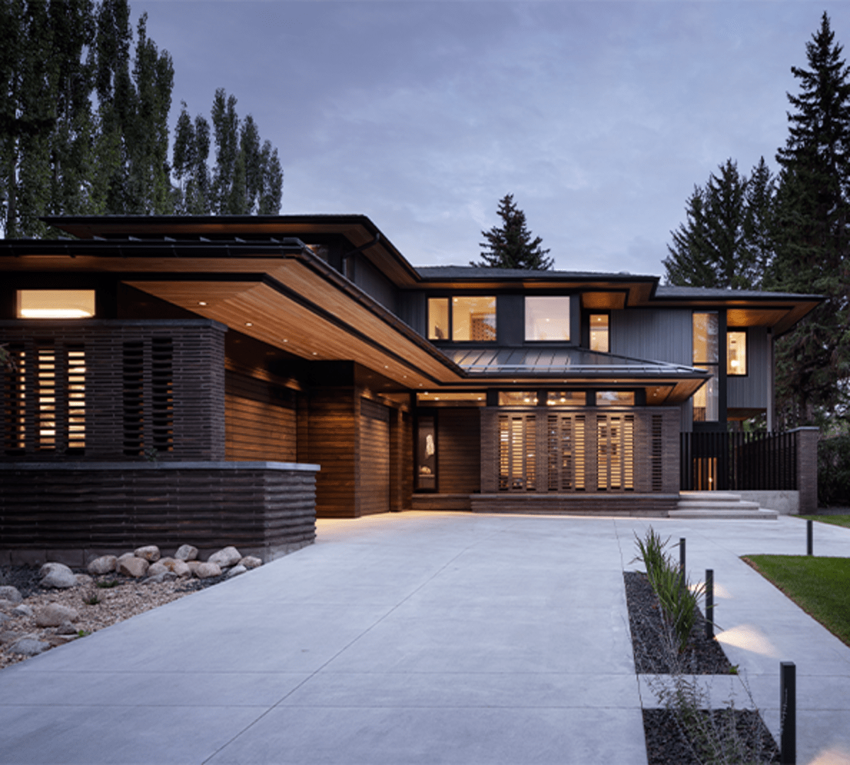 Exterior of a house using dark grey brick.