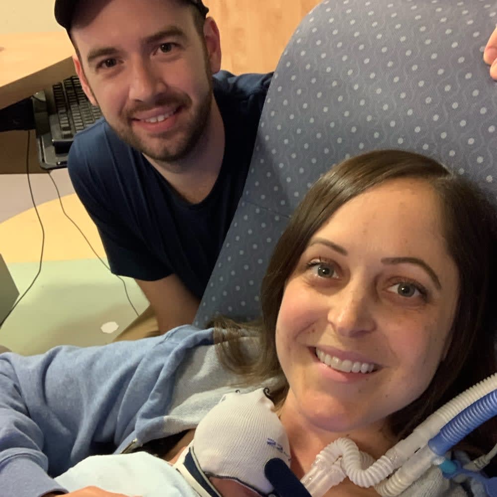 Mom, dad, new born baby in hospital