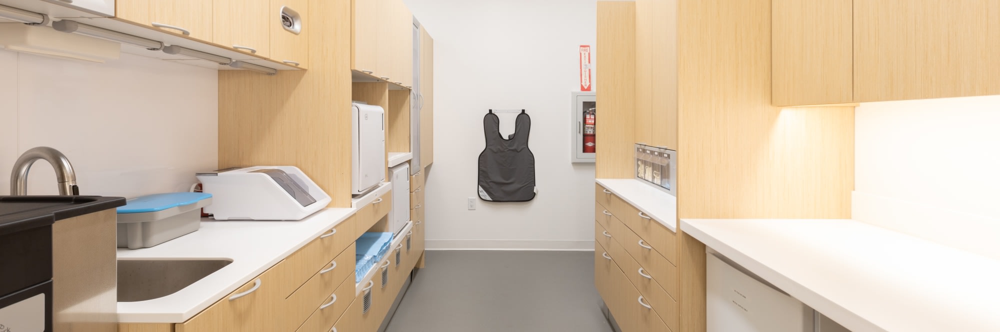 Tool and processing room at dental studio.