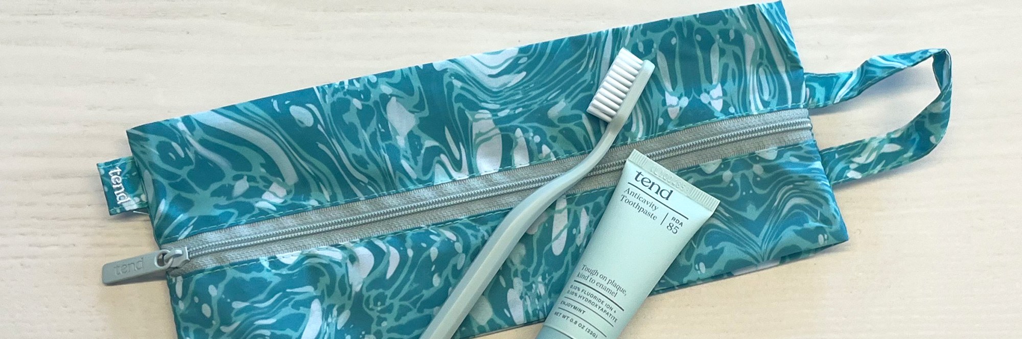 Complimentary Tend Dental brush bag.