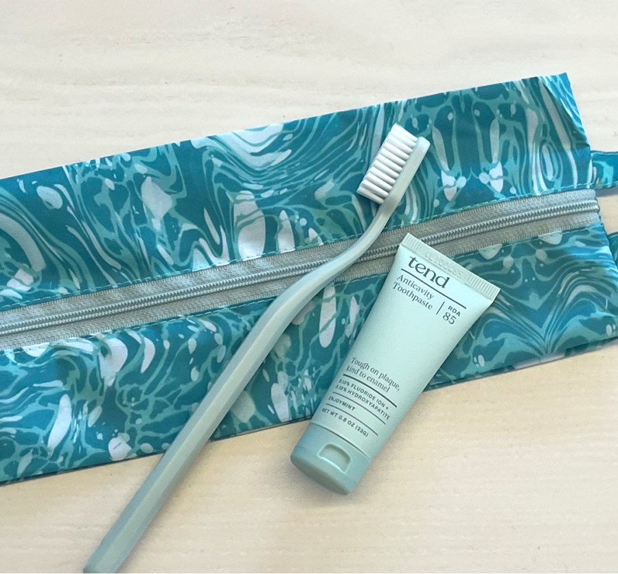 Complimentary Tend Dental brush bag.