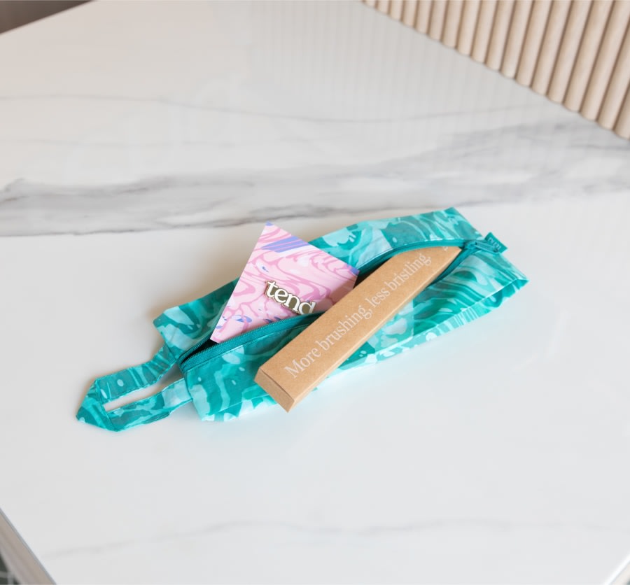 Complimentary Tend Dental brush bag.