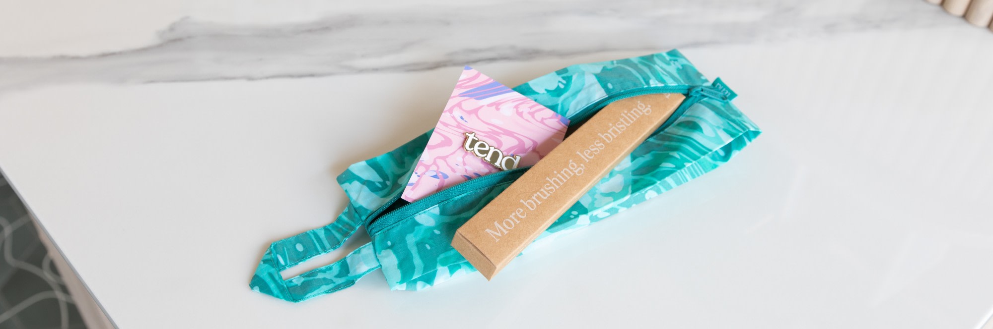 Complimentary Tend Dental brush bag.