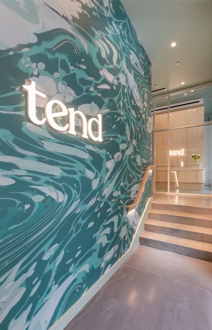 Stairs up to reception area.