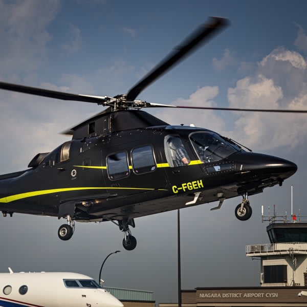 Helicopter at GNCC event at Niagara District Airport