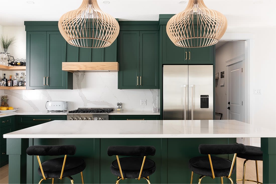 modern-farmhouse-green-gold-kitchen