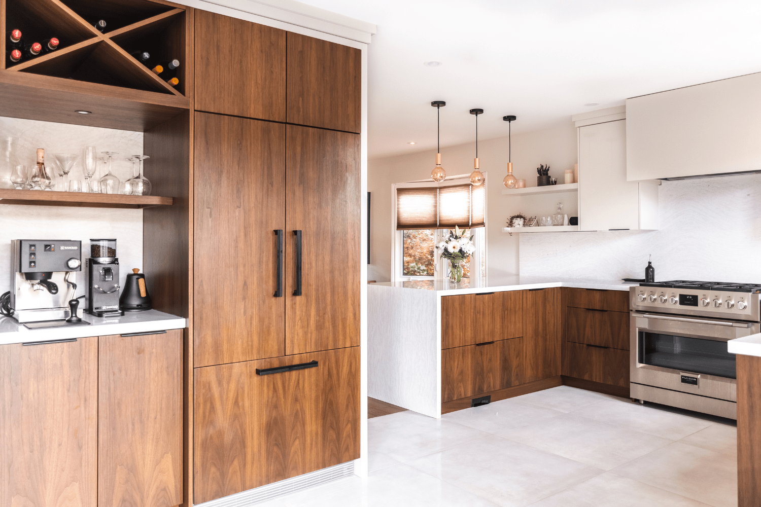 modern-walnut-stained-wood-cabinetry-coffee-bar-wine-rack