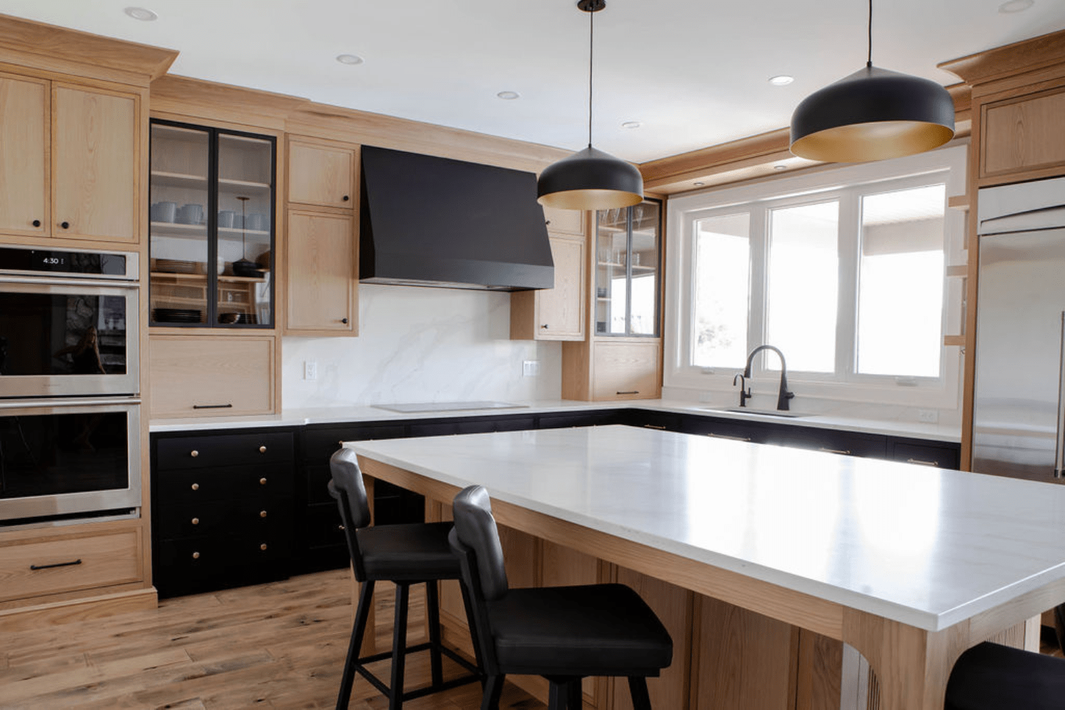 White Oak & Black Transitional Kitchen - Chervin Kitchen & Bath ...