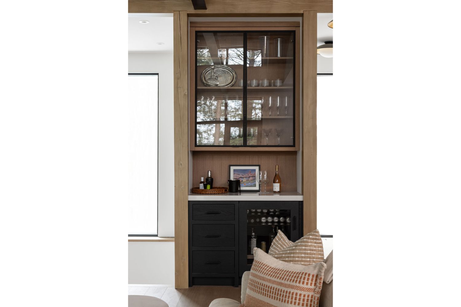 Project Fieldale: Wall bar with oak cabinets