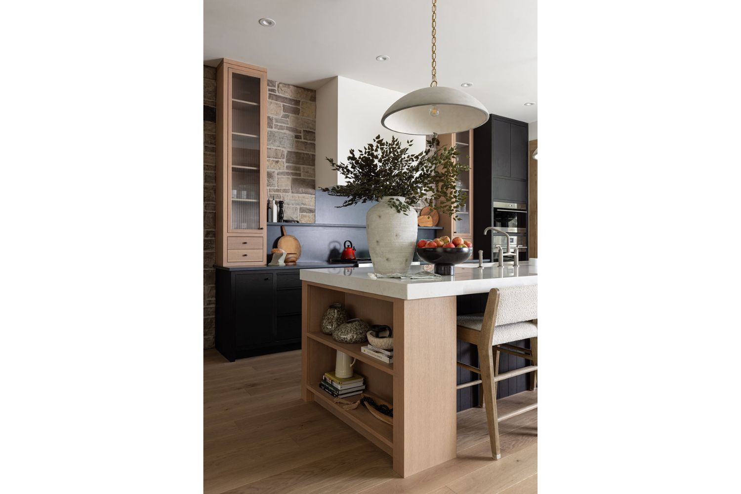 Project Fieldale: Custom red oak shelf in kitchen island