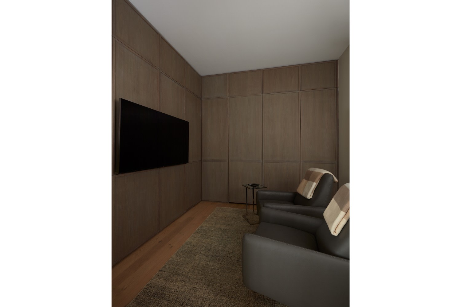 Project Park: Charcoal Grey Panel Walls in Den