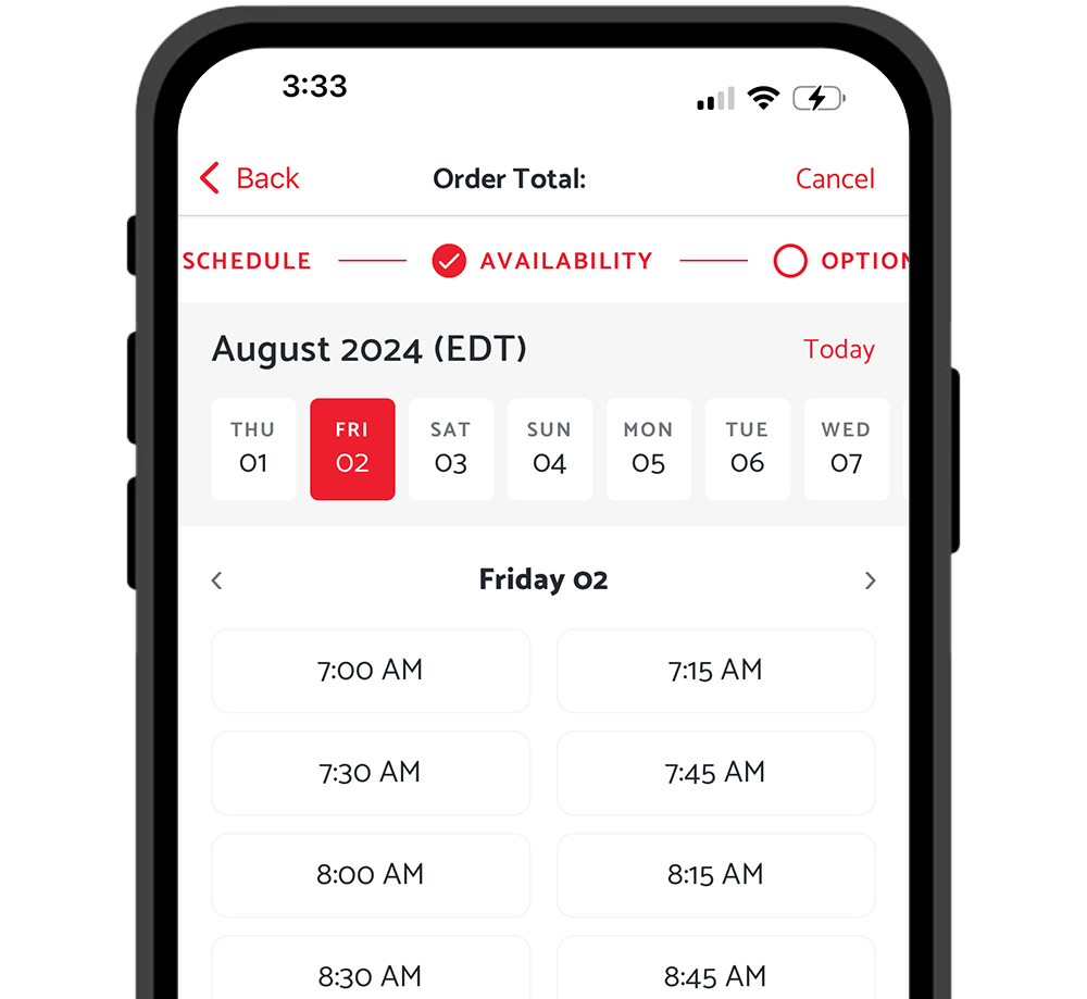 Concrete app scheduling on phone.