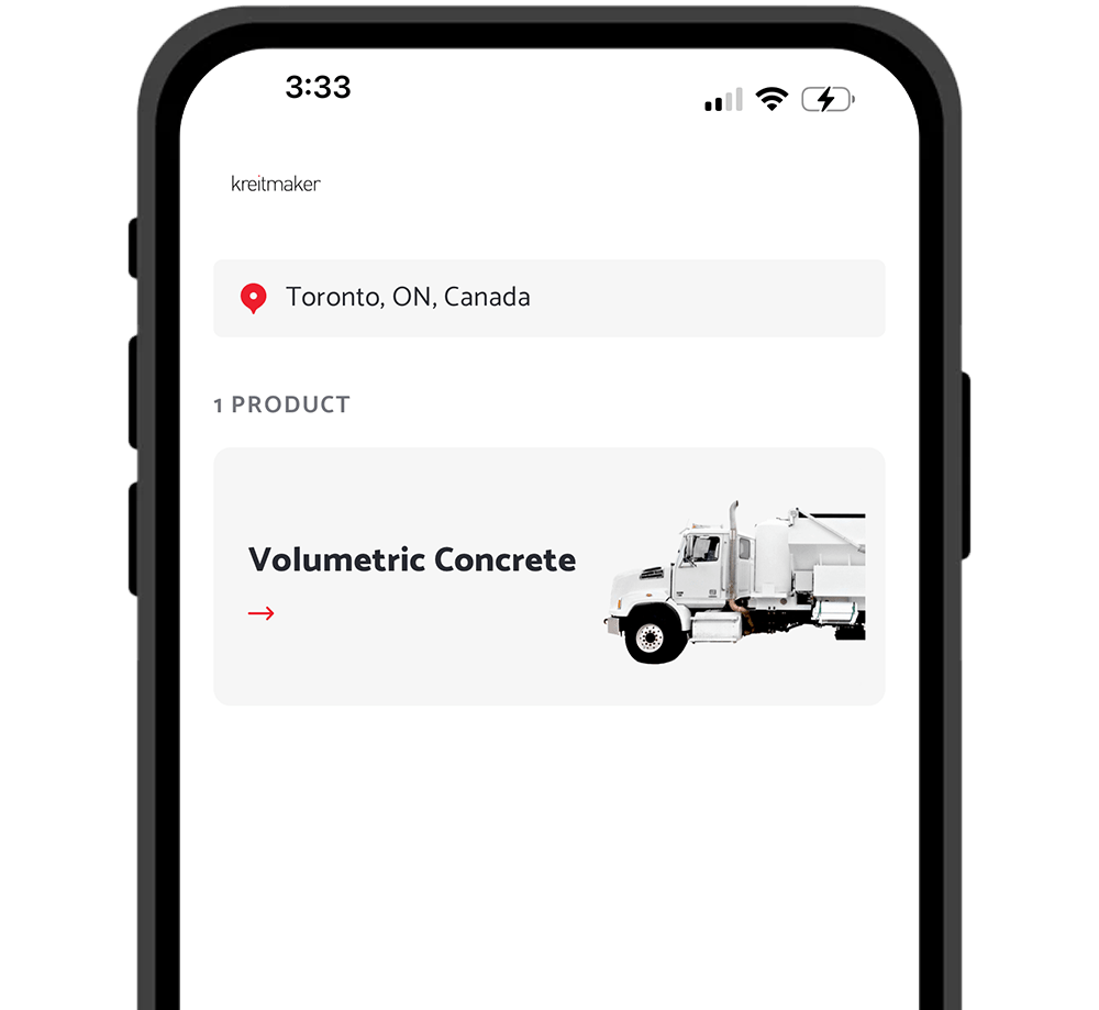 Concrete app location finder on phone screen.