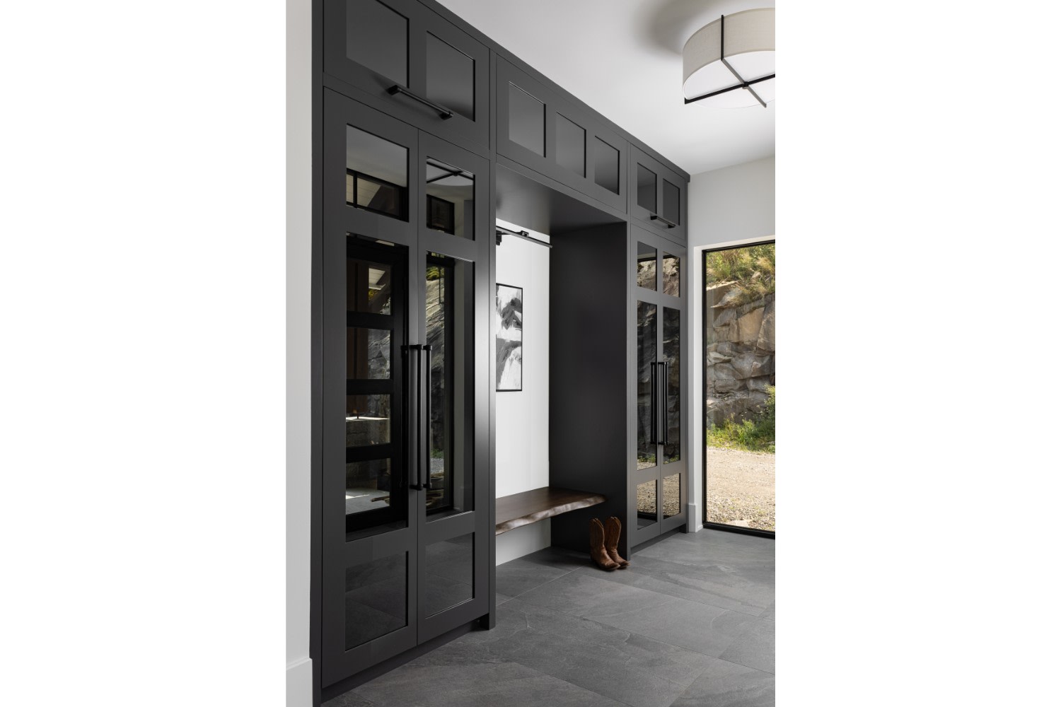 Contemporary Black Entry Cabinetry