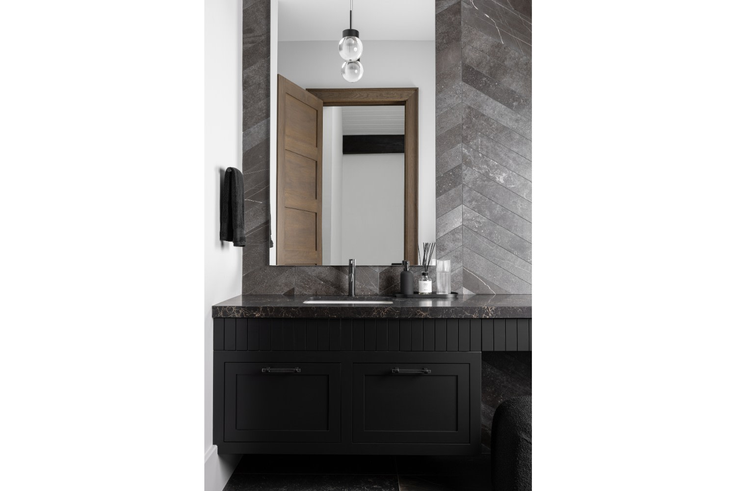 Contemporary Black Bathroom Vanity in Muskoka Cottage