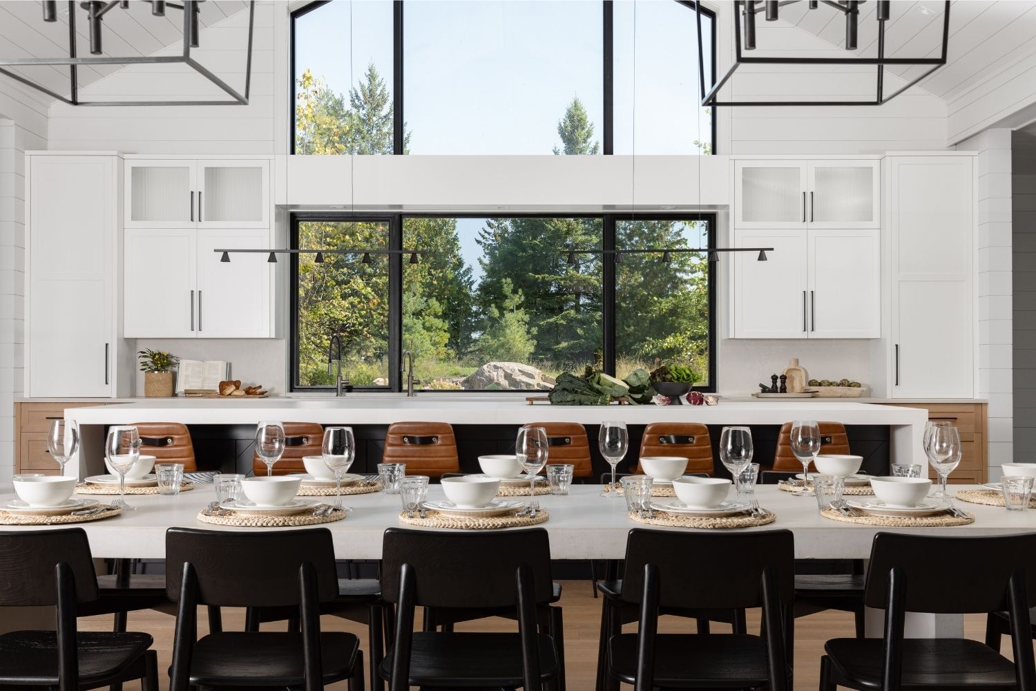 Bangor Lodge large white kitchen island and white cabinetry