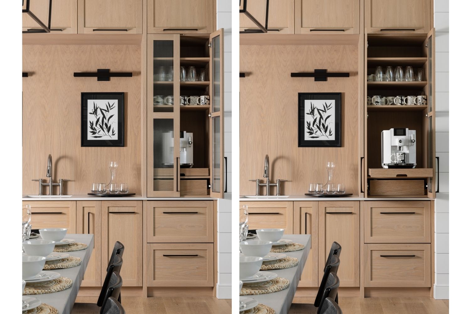 Bangor Lodge coffee machine pocket doors with pull-out shelf