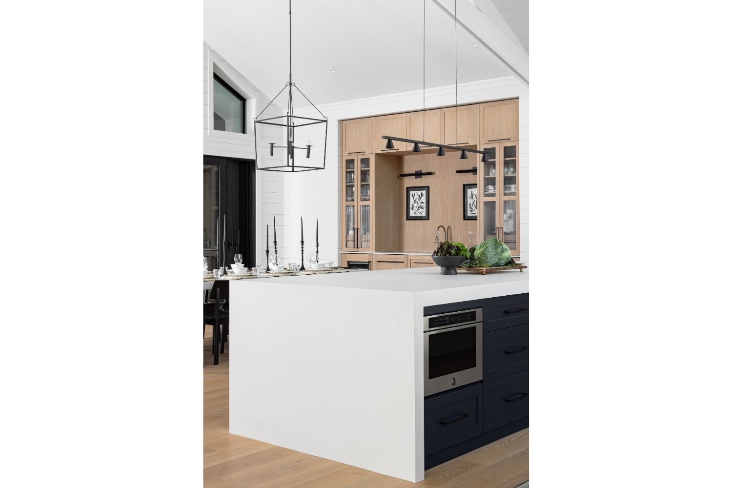 Bangor Lodge white quartz waterfall kitchen island