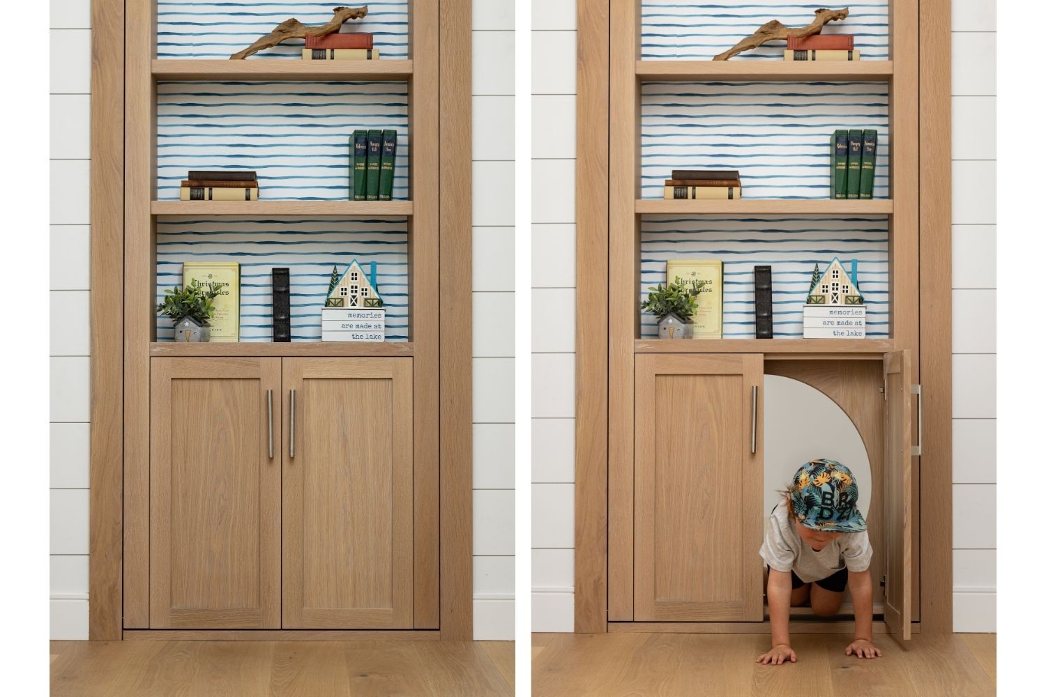 Bangor Lodge hidden bookcase door with crawl space