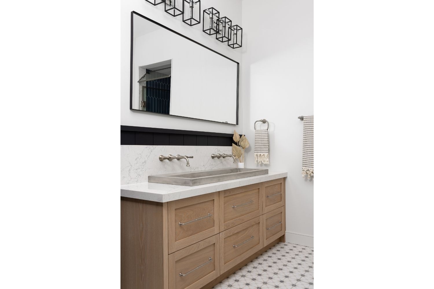 Bangor Lodge white oak bathroom vanity in guest ensuite bath