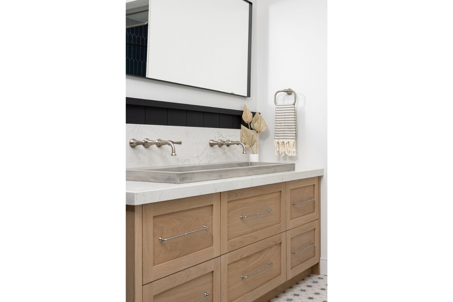 Bangor Lodge guest ensuite bathroom with white oak vanity