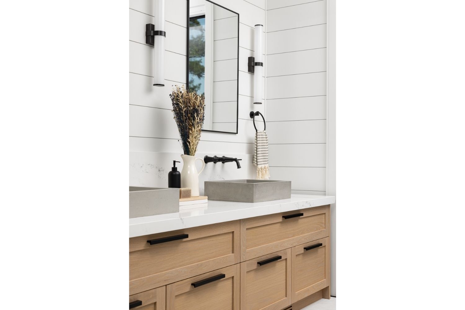 Bangor Lodge modern white oak bathroom vanity