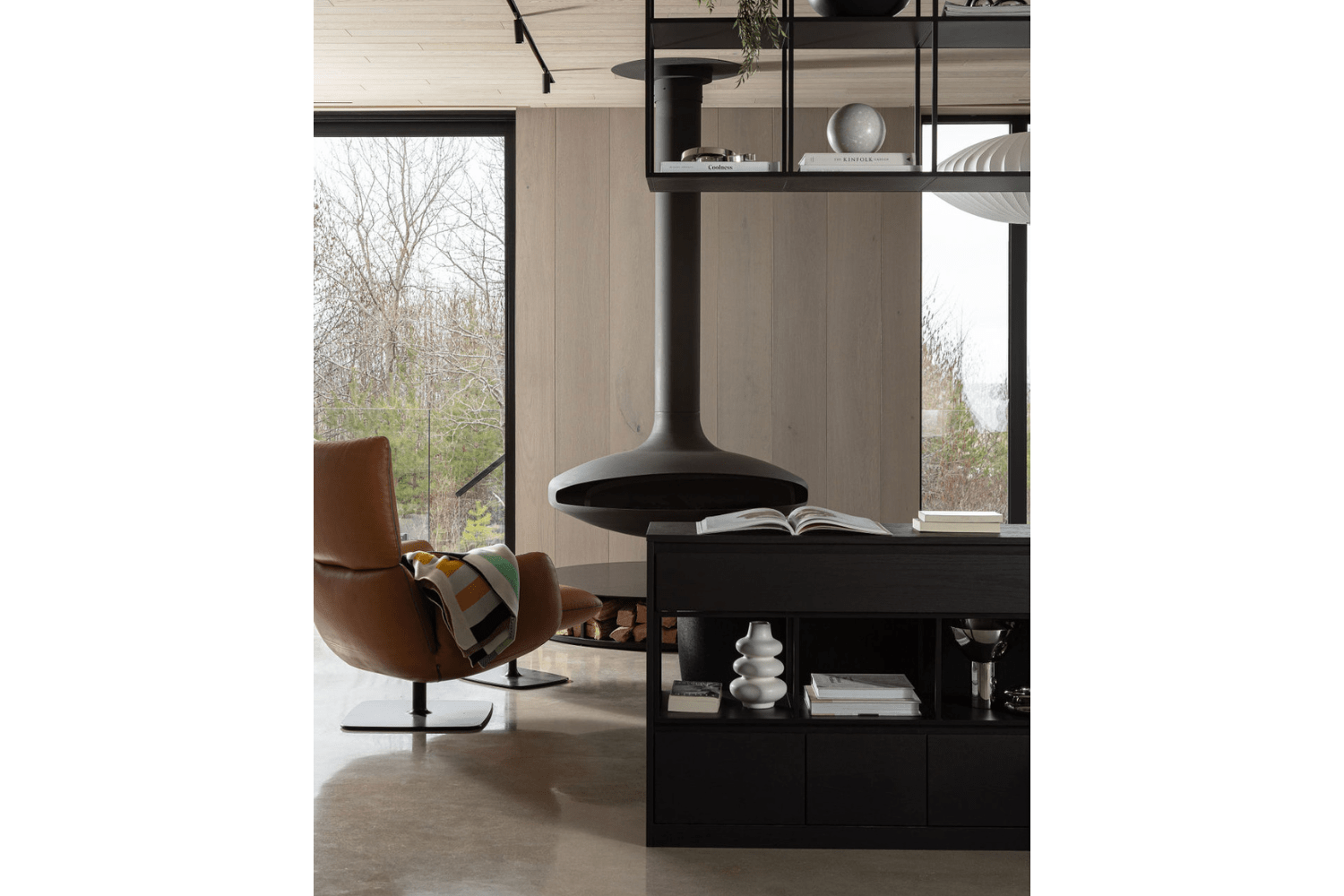 Decorative console table in chalet lounge