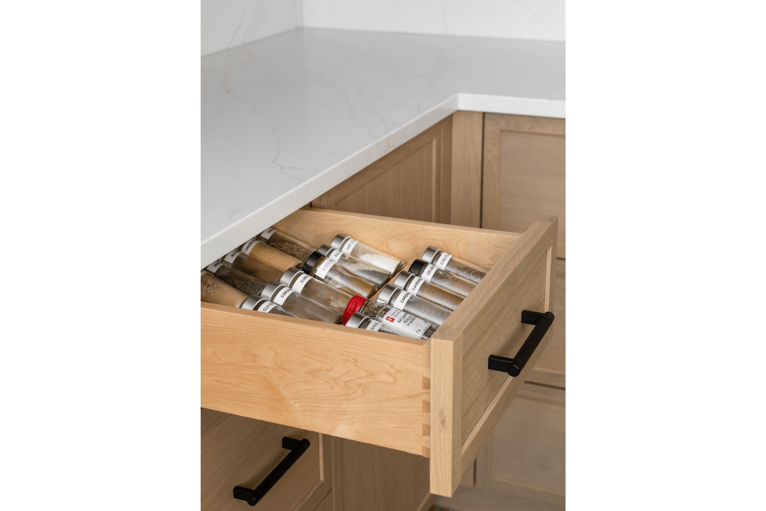 Custom spice jar storage drawer