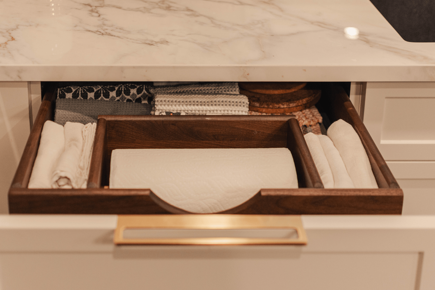 Custom paper towel interior drawer