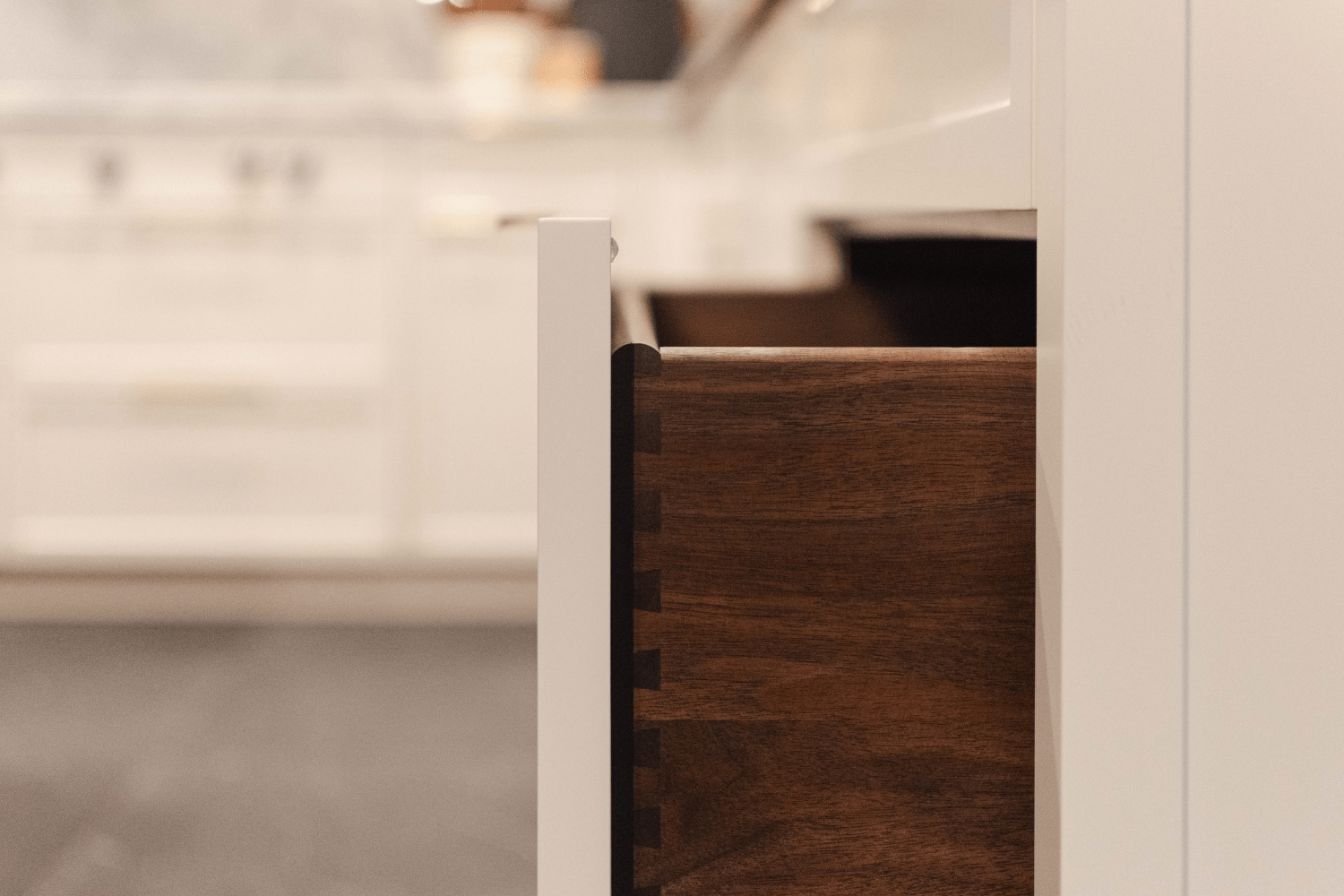 Handcrafted walnut dovetail drawer