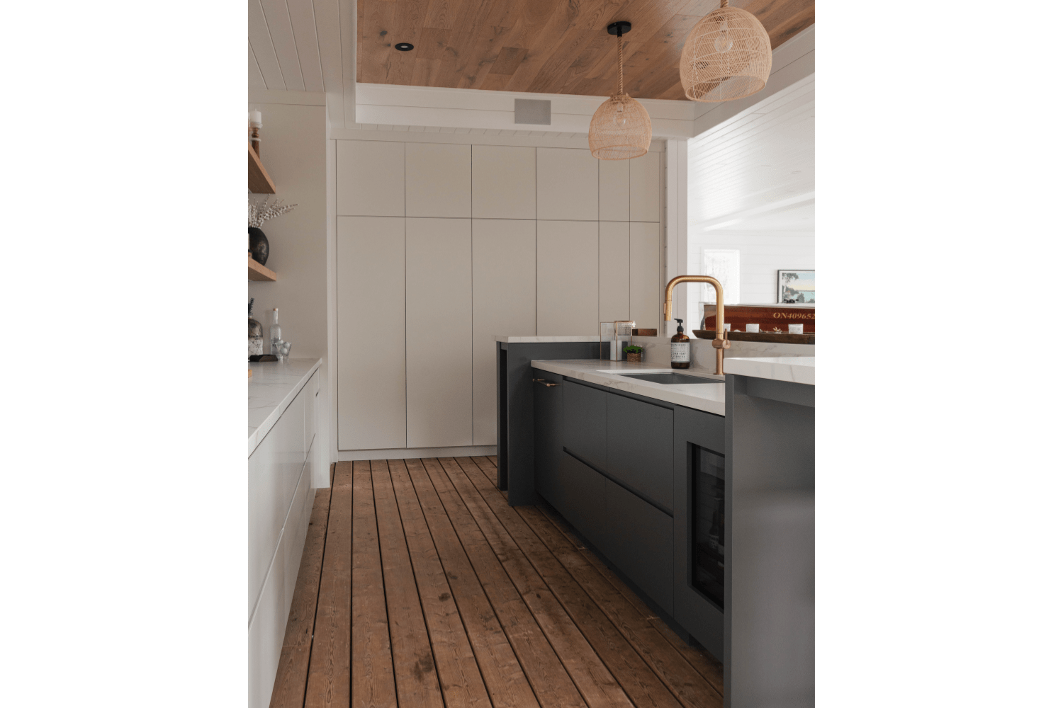Marine-grade boathouse bar cabinetry