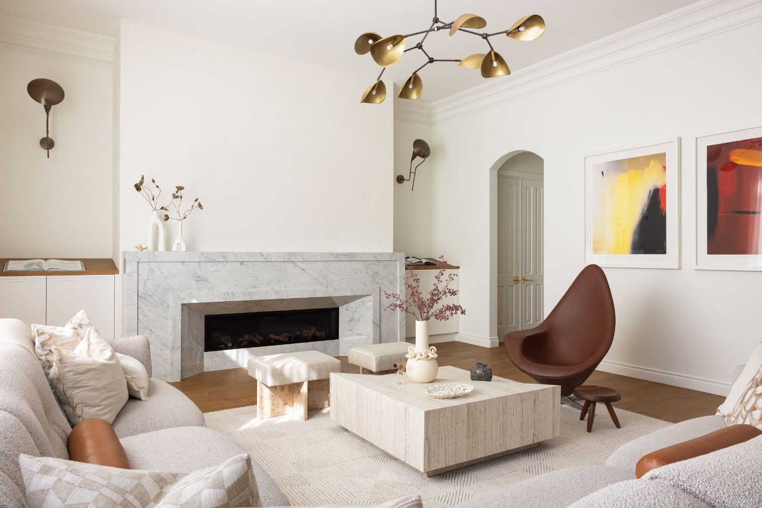 Modern simplisitc fireplace wall unit cabinetry