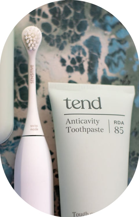 A close up of Tend branded toothpaste.