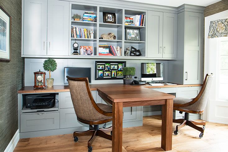 Williamson | Grey Transitional Home Office | Chervin Kitchen & Bath in ...