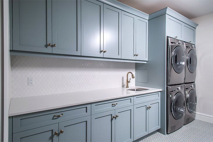 Contemporary Blue-Grey Bunkie Kitchenette - Chervin Kitchen & Bath - Port  Carling, ON